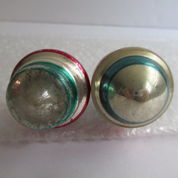 2 Shiny Brite Striped Glass Barrel Chirstmas Ornaments & 1 Fluted teardrop Vtg - Picture 3 of 16